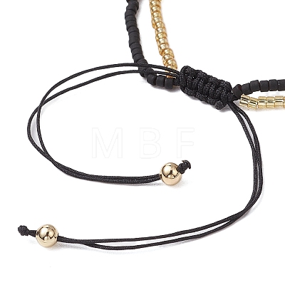 Shell Bead & Glass Seed Braided Bead Bracelets BJEW-MZ00138-02-1