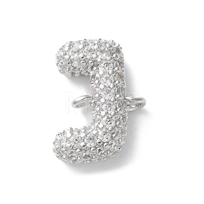 Brass Micro Pave Cubic Zirconia Letter Links KK-I717-04J-P-1