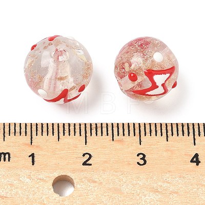 Luminous Handmade Enamel Gold Sand Glass Beads Strands LAMP-U004-08-1
