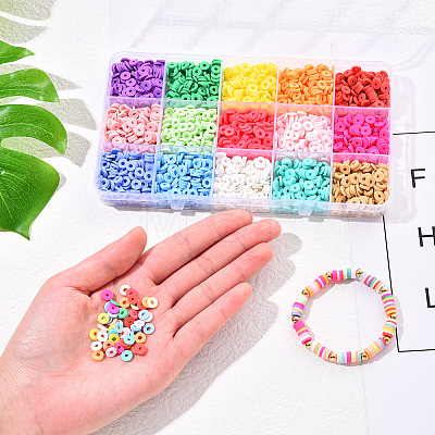 2250Pcs 15 Colors Eco-Friendly Handmade Polymer Clay Beads CLAY-YW0001-26A-1