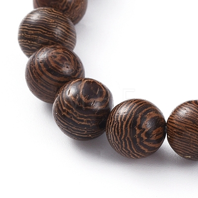Unisex Wood Beads Stretch Charm Bracelets BJEW-JB04959-04-1