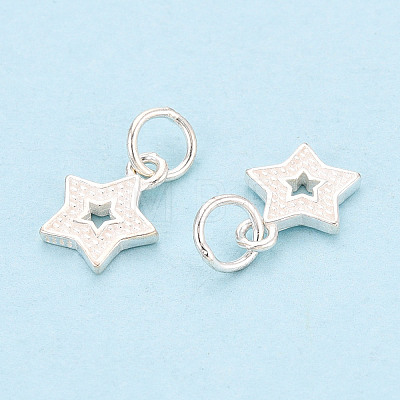 Textured 925 Sterling Silver Star Charms STER-T009-12S-1