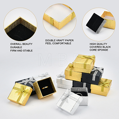   12Pcs 3 Colors Cardboard Box Ring Boxes CBOX-PH0002-13-1