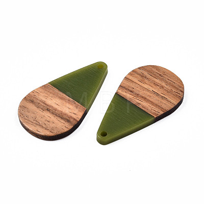 Opaque Resin & Walnut Wood Pendants RESI-N025-030-B02-1