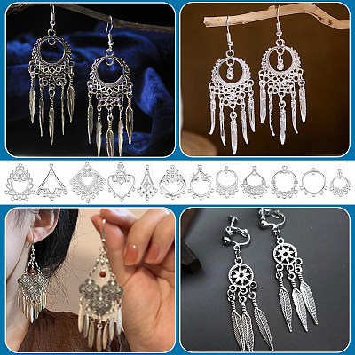 96Pcs 12 Styles Alloy Hollow Chandelier Component Links FIND-PH0061-70-1