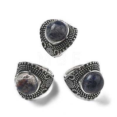 Natural Sodalite Adjustable Rings RJEW-I108-03AS-16-1