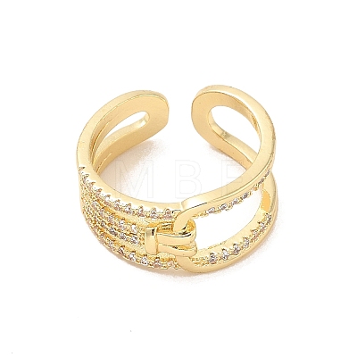 Brass Micro Pave Cubic Zirconia Open Cuff Rings RJEW-R146-05G-1