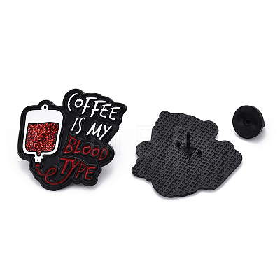 Word Coffee Is My Blood Type Enamel Pin JEWB-H008-13EB-1