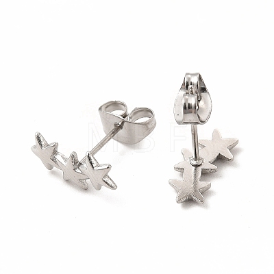 304 Stainless Steel Star Stud Earrings for Women EJEW-C004-01P-1