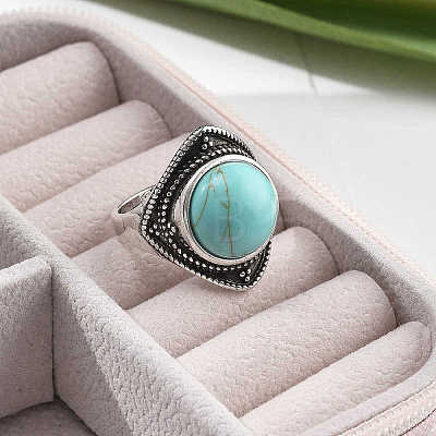 Synthetic Turquoise Adjustable Rings G-P560-03AS-19-1