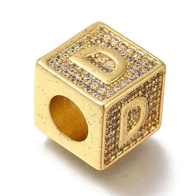 Brass Cubic Zirconia Beads KK-Q818-01D-G-1