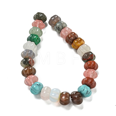 Natural & Synthetic Mixed Gemstone Pumpkin Beads Strands G-G142-A06-01-1