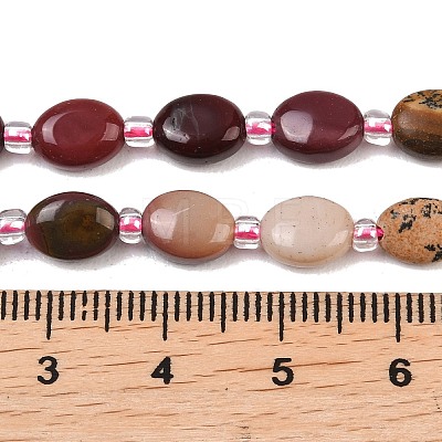 Natural Green Spot Jasper & Mookaite & Picture Jasper & Rhodonite & Lemon Jade Beads Strands G-Z135-A09-1