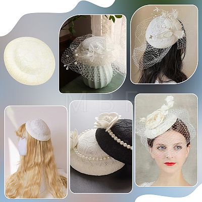 Imitation Hemp Round Fascinator Hat Base for Millinery AJEW-WH0472-45B-01-1