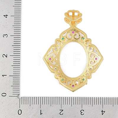 Rhombus Brass Micro Pave Cubic Zirconia Pendant Cabochon Settings KK-U026-09G-1