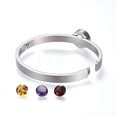 304 Stainless Steel Bangles BJEW-P254-18-1