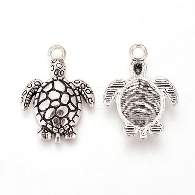Tibetan Style Alloy Sea Turtle Pendants TIBEP-22101-AS-FF-1