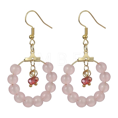 Imitation Jade Glass Beaded Ring Dangle Earrings EJEW-JE05568-04-1