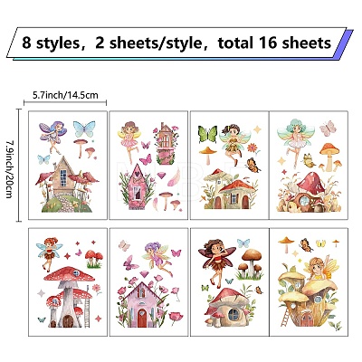 16 Sheets 8 Styles PVC Waterproof Wall Stickers DIY-WH0345-160-1