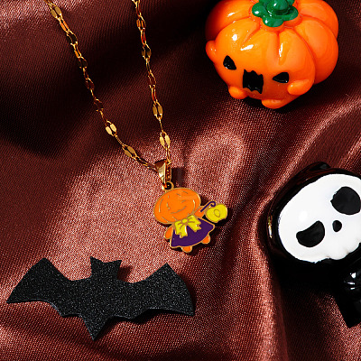 Halloween Stainless Steel Enamel Pendant Necklaces HG2651-1