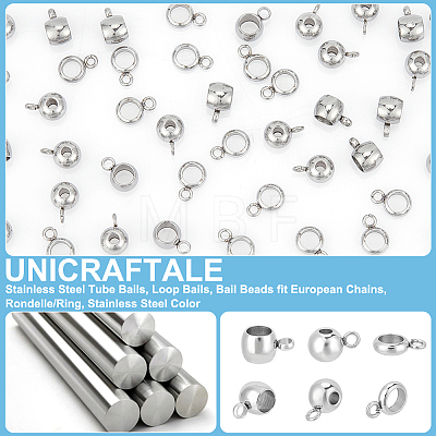 Unicraftale 90Pcs 3 Style 304 Stainless Steel Tube Bails STAS-UN0055-86-1