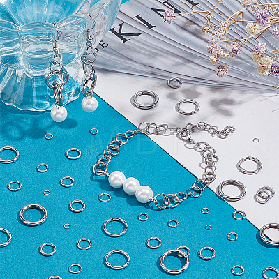 800Pcs 8 Styles 304 Stainless Steel Round Open Jump Rings & Closed Jump Rings STAS-PH0005-86-1