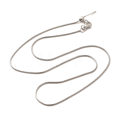 1mm Rack Plating Brass Snake Chain Adjustable Slider Necklaces for Women Men MAK-L044-38P-1