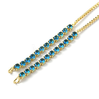 Brass Micro Pave Cubic Zirconia Box Chain Slider Bracelet Makings KK-P233-10G-01-1