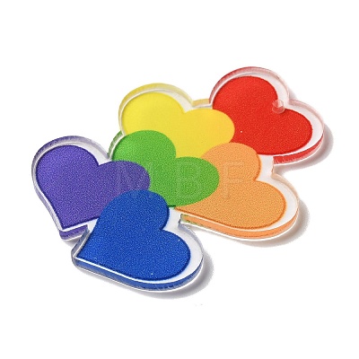 Printed Pride Rainbow Acrylic Big Pendants OACR-L018-15C-1