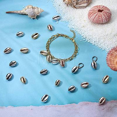 50Pcs 5 Colors Electroplated Shell Beads BSHE-SZ0001-09-1