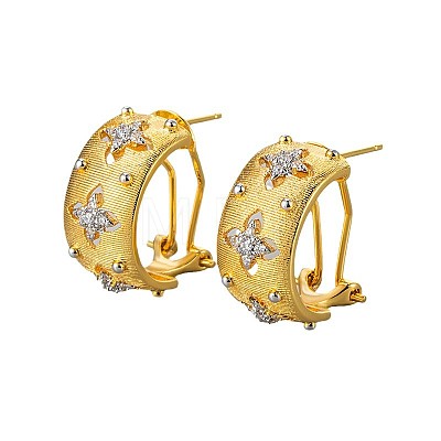 Brass Clear Cubic Zirconia Hoop Earrings WGCB859-01-1
