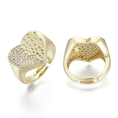 Brass Micro Pave Clear Cubic Zirconia Adjustable Rings KK-R137-007-NF-1