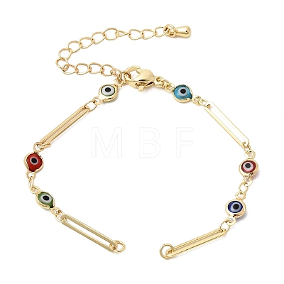Brass Acrylic Colorful Evil Eye Link Chain Bracelet Making MAK-K024-18G-1