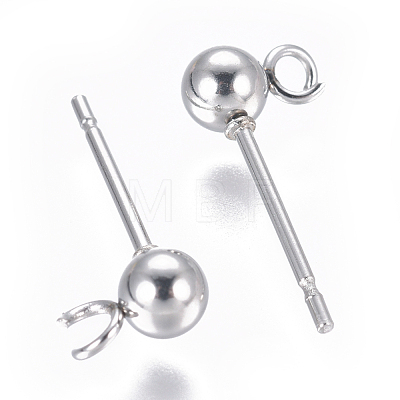304 Stainless Steel Ear Stud Components STAS-F227-18B-P-1