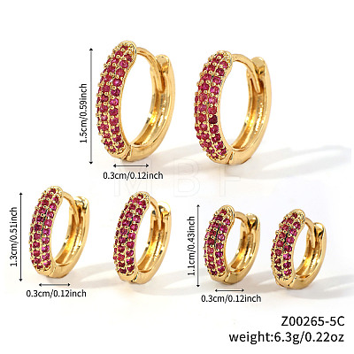 Elegant Brass Pave Cubic Zirconia Hoop Earrings GU7152-2-1