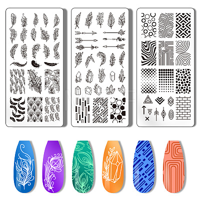 Stainless Steel DIY Nail Art Templates MRMJ-WH0092-019-1