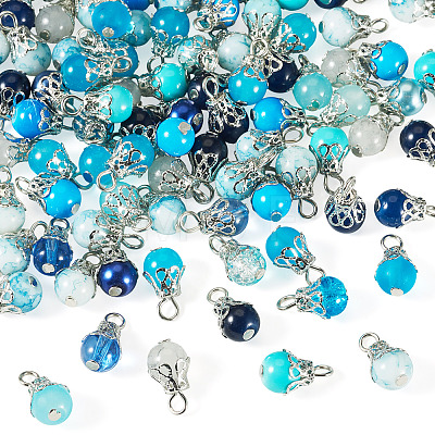 100Pcs Mixed Styles Glass Pendants PALLOY-TADJ00007-1
