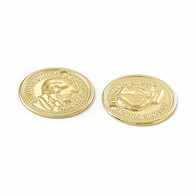 Rack Plating Brass French Coins Charms KK-C007-11G-1