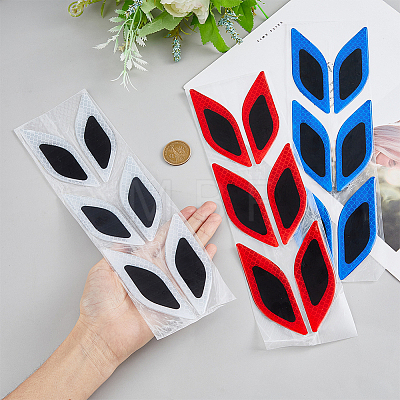 SUPERFINDINGS 3 Sets 3 Colors Leaf Shape Resin Car Door Protector Anti-collision Strip Sticker STIC-FH0001-15B-1
