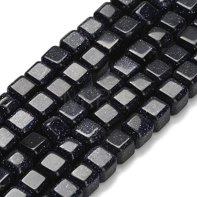 Synthetic Blue Goldstone Beads Strands G-L642-C01-6x6mm-1