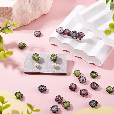 30Pcs 3 Colors Resin Rose Flower Cabochons CRES-TA0001-96-1