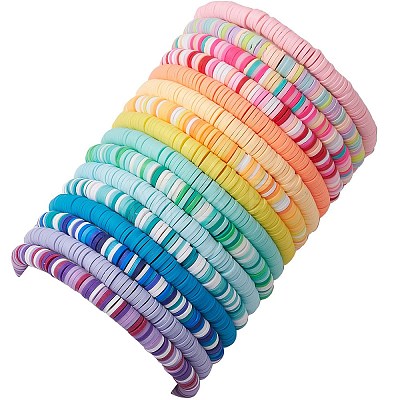 16Pcs 16 Colors Handmade Polymer Clay Beaded Stretch Bracelets Sets BJEW-JB10764-1