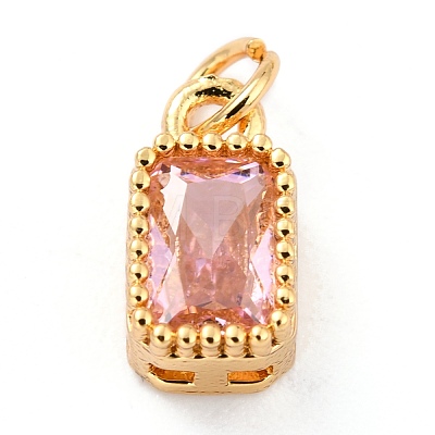 Real 18K Gold Plated Brass Inlaid Cubic Zirconia Charms ZIRC-L100-075G-08-1