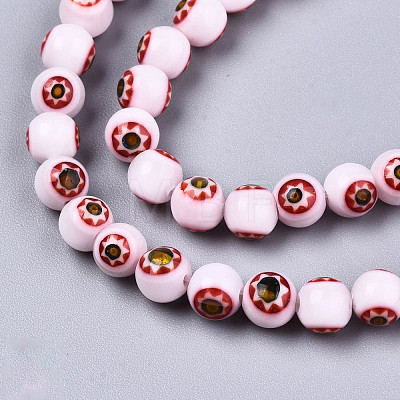 Round Millefiori Glass Beads Strands LK-P001-39-1