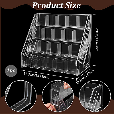 4-Tier 20-Grid Acrylic Card Display Riser Stands ODIS-WH0030-339B-1
