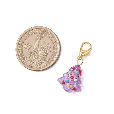 Handmade Bumpy Glass Christmas Tree Pendant Decorations HJEW-JM04171-01-1