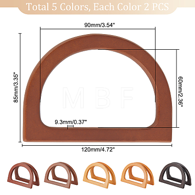   10Pcs 5 Colors Wood Bag Handles FIND-PH0010-72-1