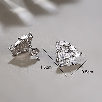 Brass Micro Pave Cubic Zirconia Stud Earrings YP6640-1