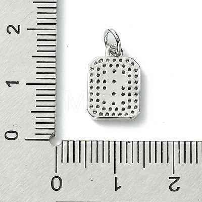 Rack Plating Brass Micro Pave Clear Cubic Zirconia Charms KK-G501-01S-P-1