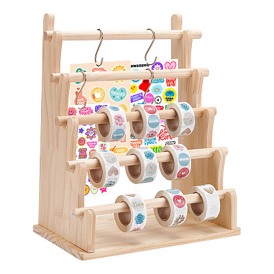 5-Tier Wood Jewelry Display Risers for Bracelets Necklaces Watches ODIS-WH0038-339B-1
